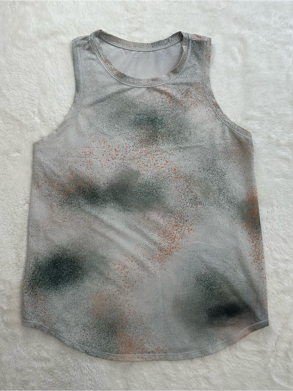 Lululemon High Neck Running Training Tank Spray Camo Silver Blue Multi Size 4